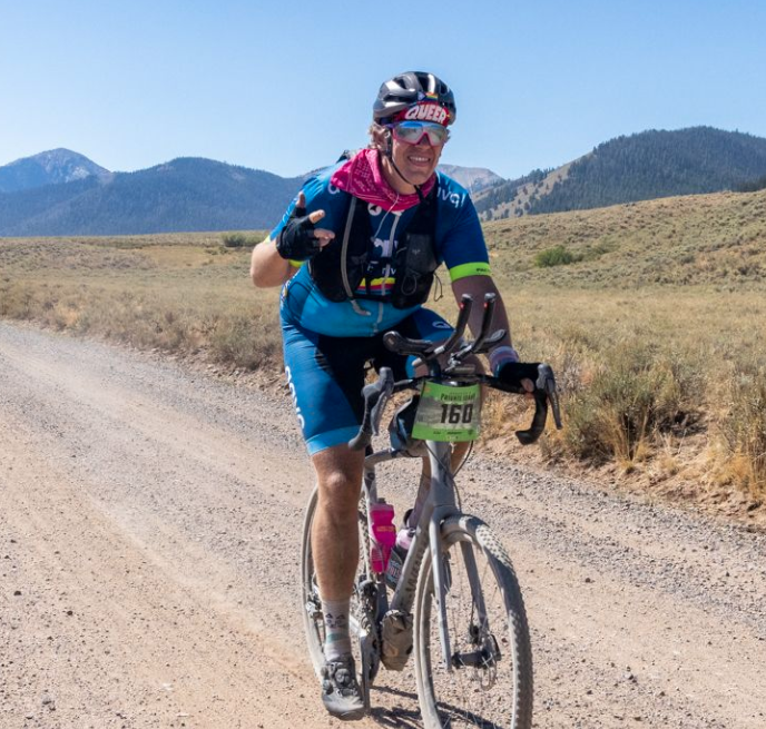 Sam riding a bike in Idaho